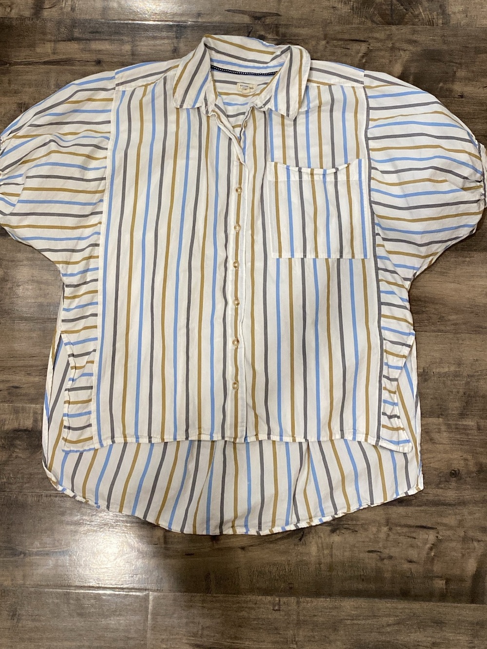 Pilcro Anthropologie Striped Puff Sleeve Blouse